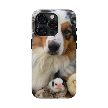 Aussie Farm Dog and Baby Chicks Phone Case