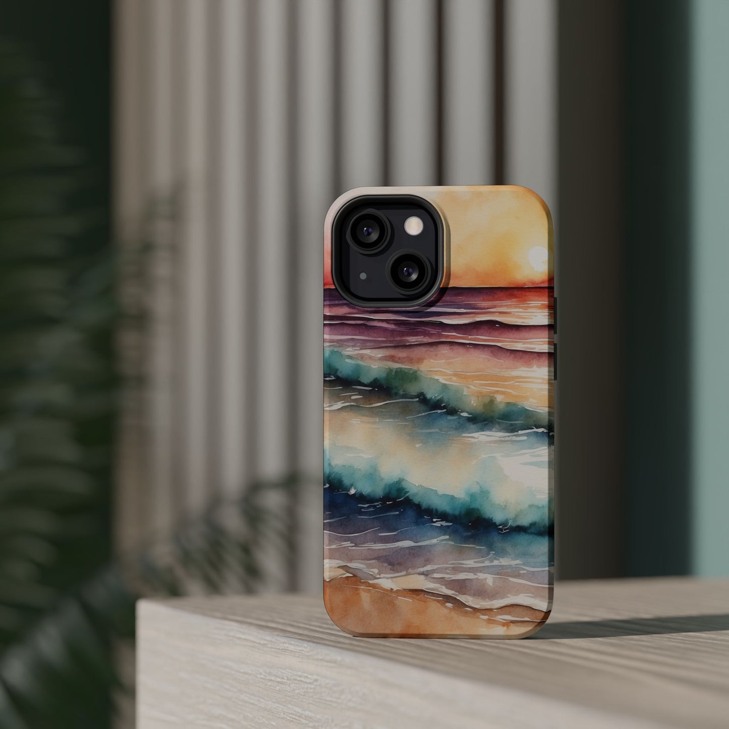 Sunset Waves MagSafe iPhone Case – Vibrant Watercolor Design