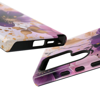 Elegant Purple & Gold Floral Samsung Galaxy Case - Luxe Flower Design