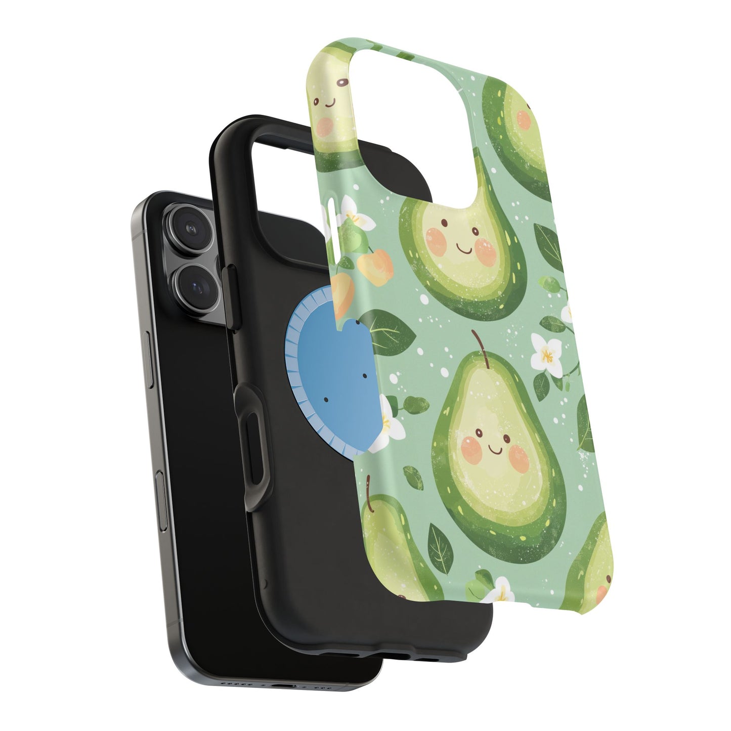 Smiling Avocados Tough MagSafe iPhone Case – Cute Avocado Design, Dual-Layer Protection