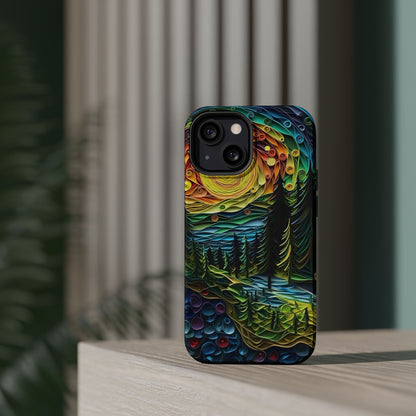 Radiant Forest Sunset MagSafe iPhone Case – Artistic Landscape Design