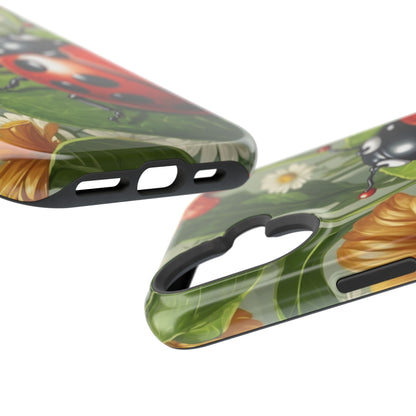 Ladybug Garden MagSafe iPhone Case – Whimsical Floral Design