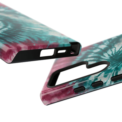 Teal and Pink Spiral Tie-Dye Samsung Galaxy Case – Boho Chic Design