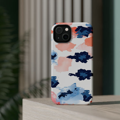 Abstract Coral & Navy Watercolor Design – MagSafe iPhone Case