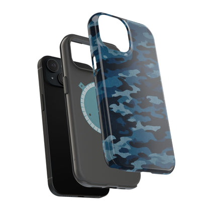 Dark Blue Camouflage – MagSafe iPhone Case with Modern Rugged Style