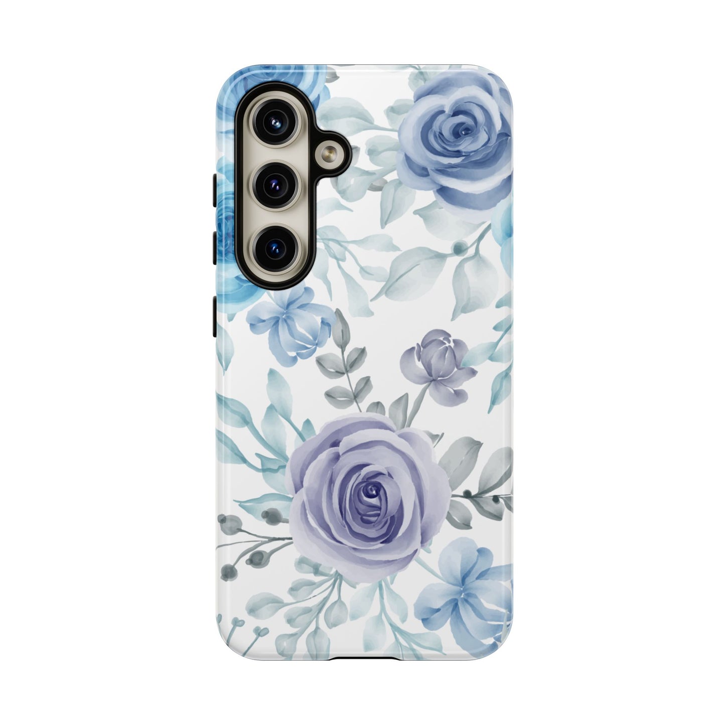 Elegant Blue & Violet Roses Samsung Galaxy Case – Artistic Floral Design for Stylish Protection