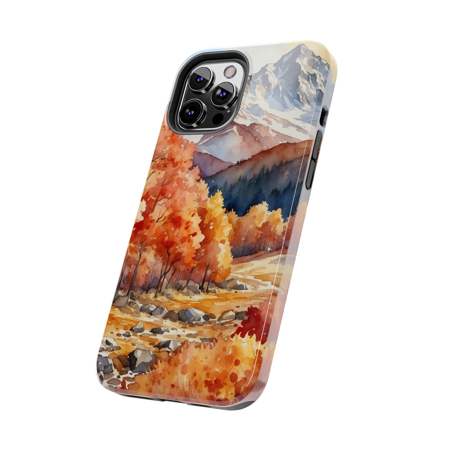 Watercolor Autumn Forest and Mountains - iPhone Case