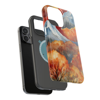 Autumn Mountain Forest Watercolor - MagSafe iPhone Case