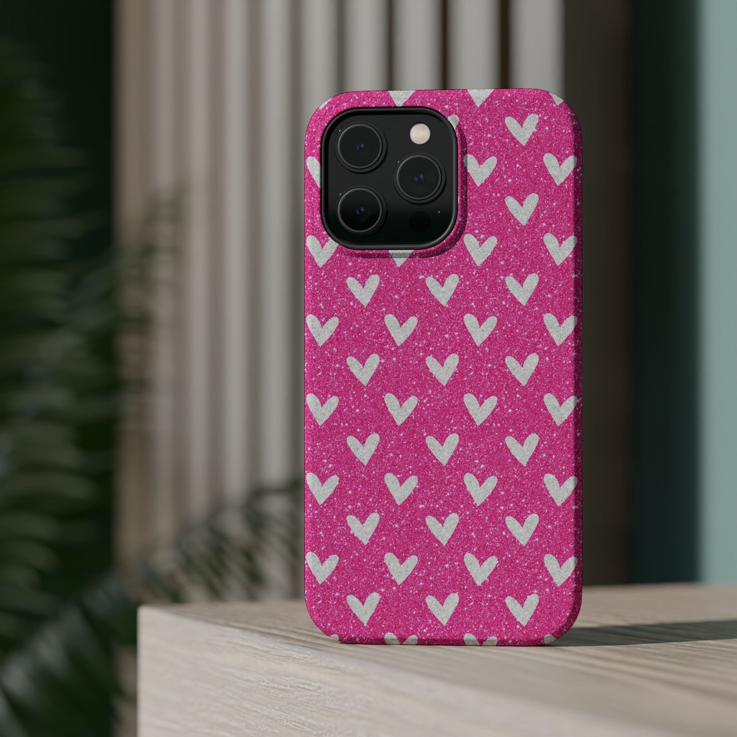 Pink Glitter Hearts Pattern – MagSafe iPhone Case