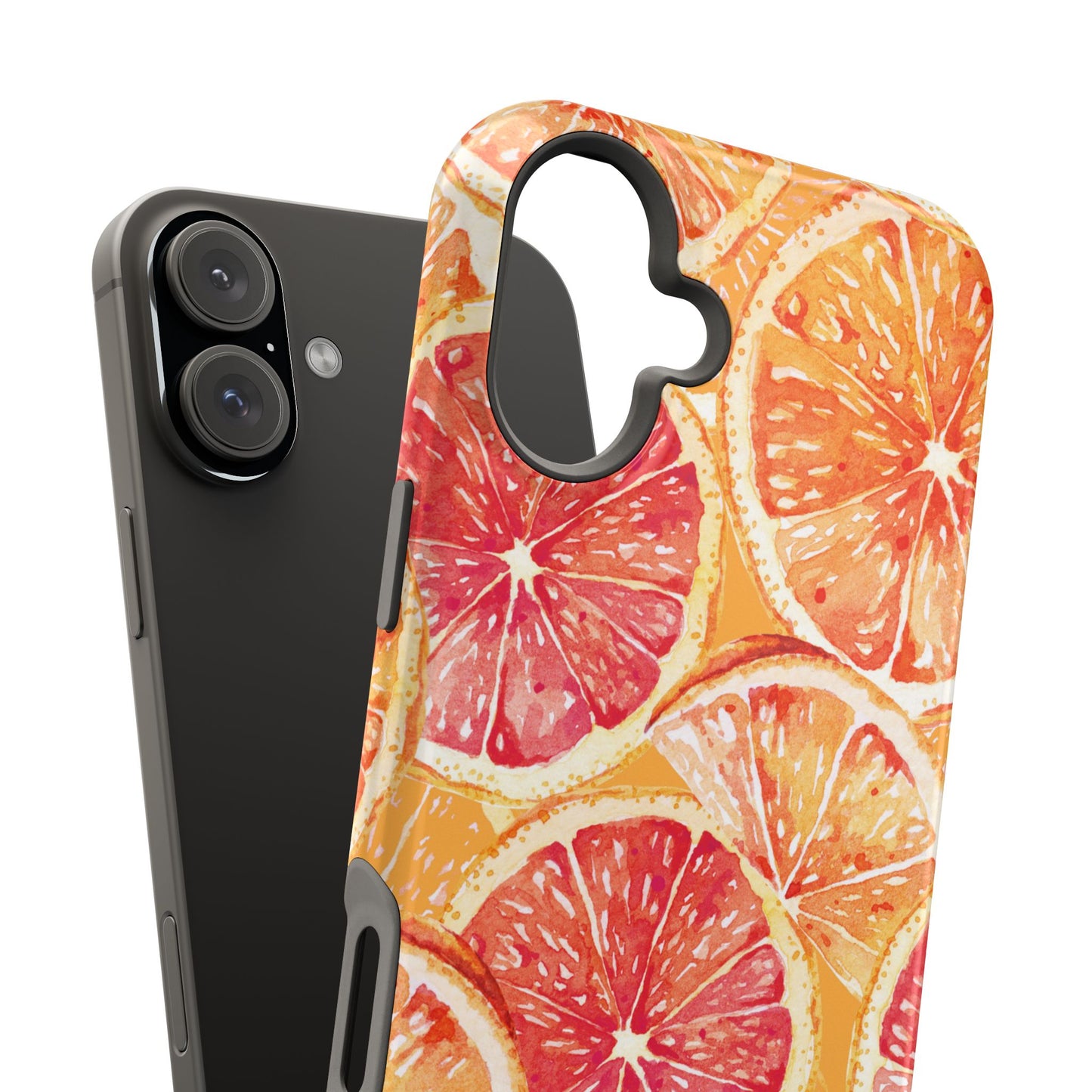 Watercolor Citrus Splash Tough MagSafe iPhone Case – Vibrant Fruit Print, Shock-Resistant Design