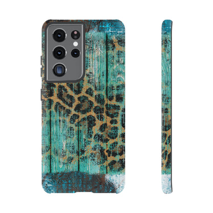 Turquoise Rustic Leopard Wood - Samsung Galaxy Series Case