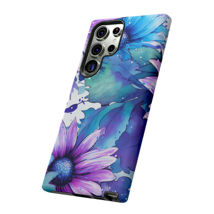 Purple & Teal Watercolor Floral Samsung Galaxy Case - Artistic Flower Design