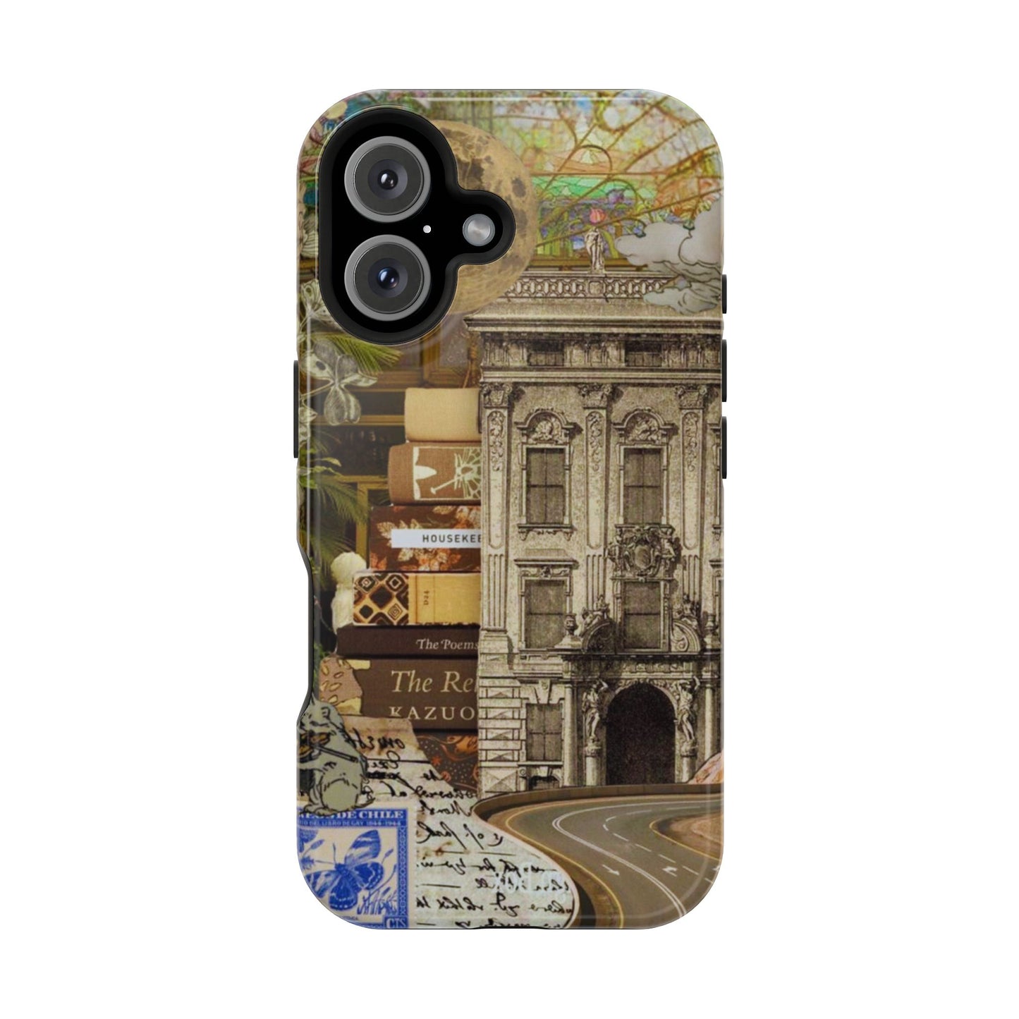 Whimsical Road Trip Collage MagSafe iPhone Case – Dual-Layer Protection with Vintage Art and Adventure Design