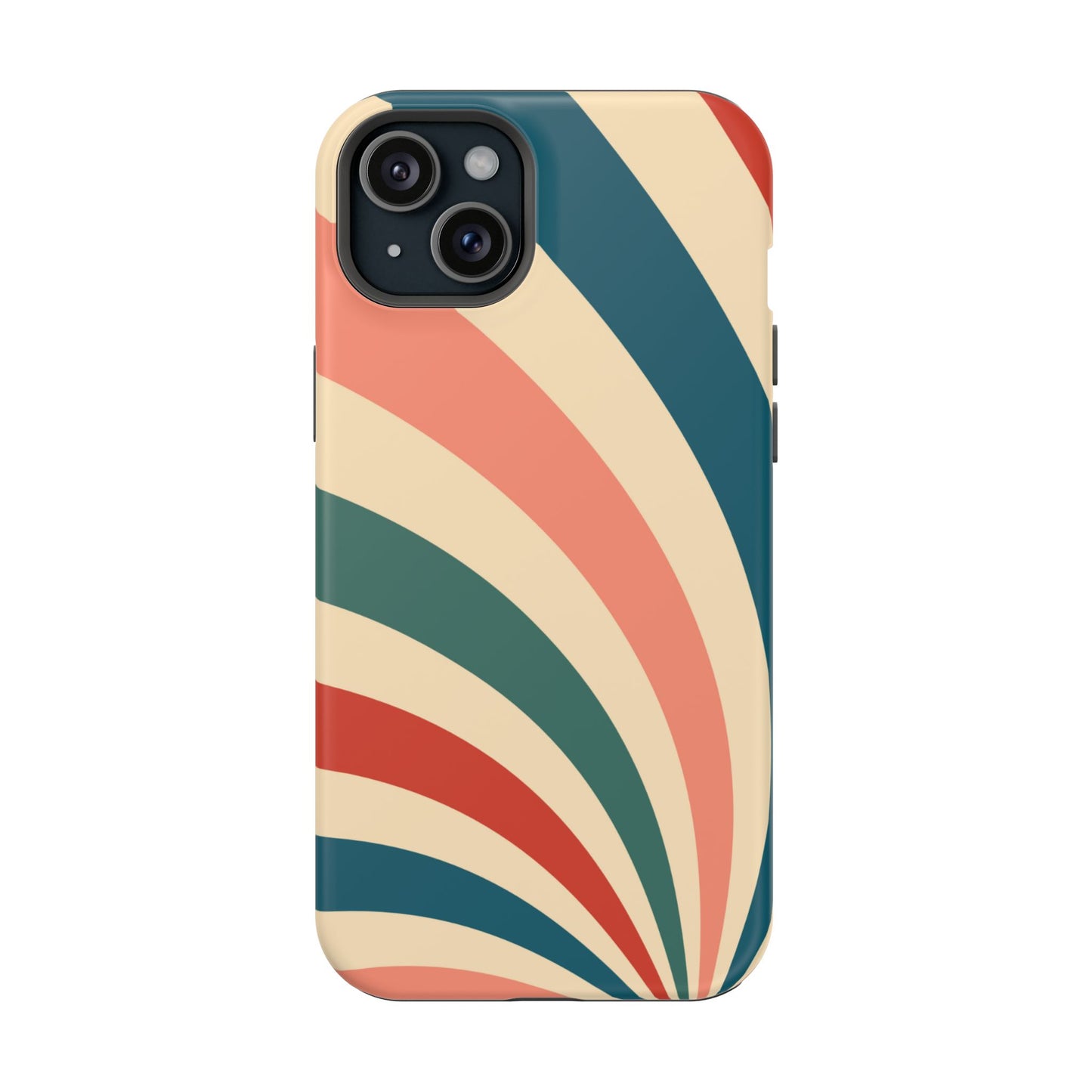 Retro Sunburst Swirl MagSafe iPhone Case – Dual-Layer Protection with Bold 70s Vibes