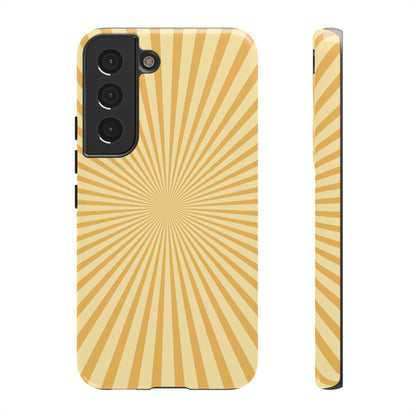 Golden Sunburst Samsung Galaxy Case – Retro Radiant Design with Dual-Layer Protection