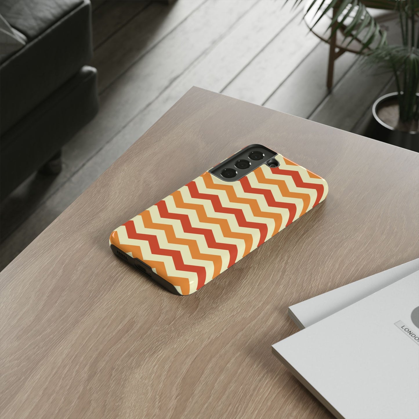 Warm Sunset Chevron – Orange, Red & Cream Geometric Samsung Galaxy Case