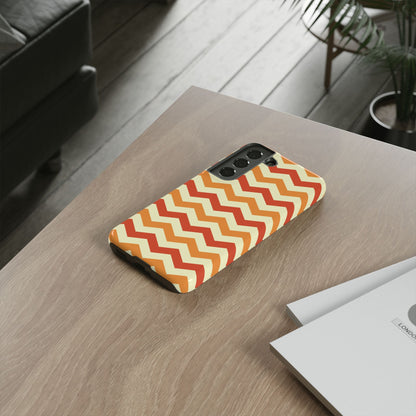 Warm Sunset Chevron – Orange, Red & Cream Geometric Samsung Galaxy Case