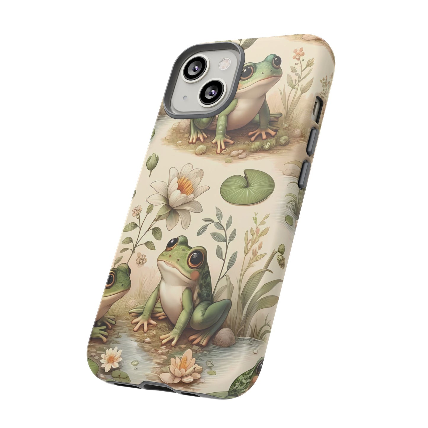 Cute Frogs Phone Case - Pond Pals Frolic - Charming Frog Lily Pad Phone Case for iPhone, Google & Samsung! Great Gift For Any Frog Lover!