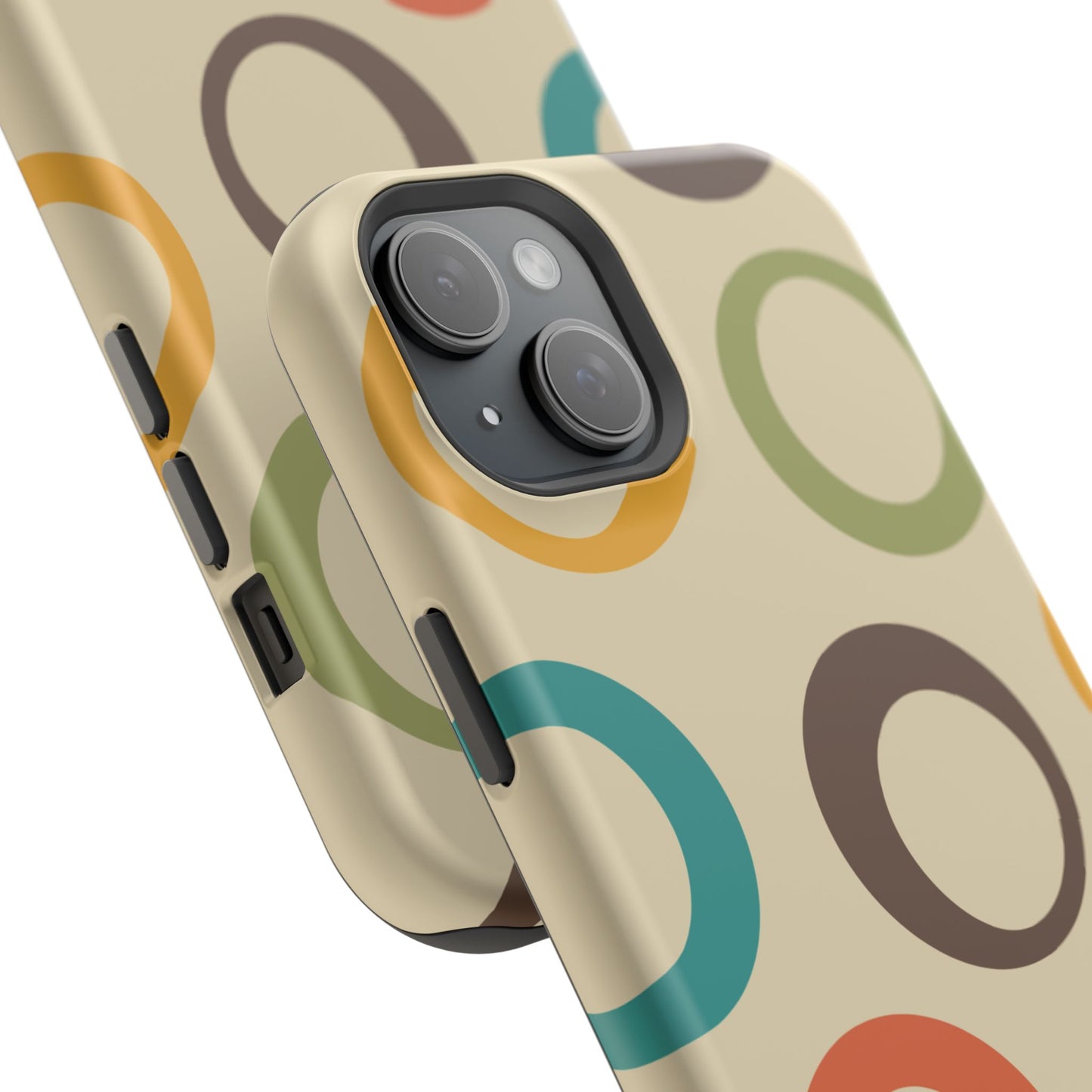 Retro Colorful Rings MagSafe iPhone Case – Shockproof, Matte Finish, Dual-Layer Protection