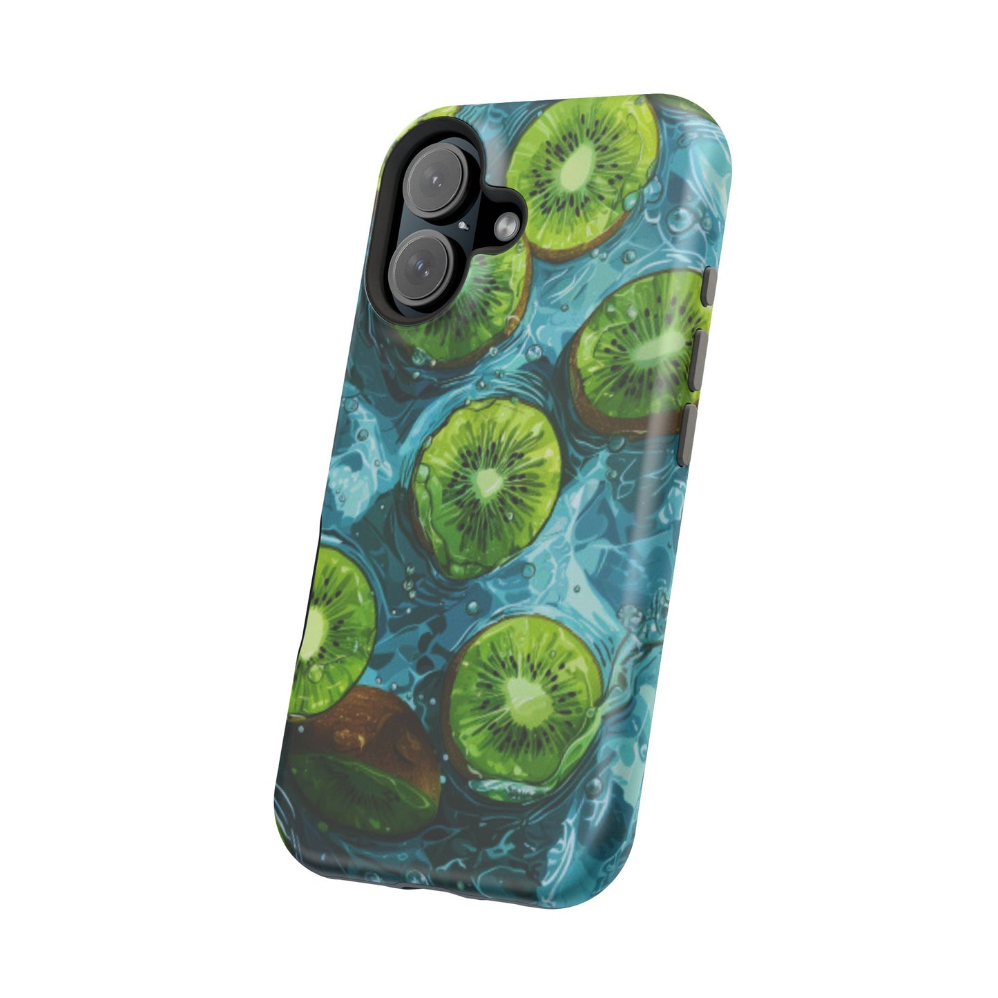 Tropical Kiwi Splash MagSafe iPhone Case – Tough Dual-Layer, Vibrant Summer Design