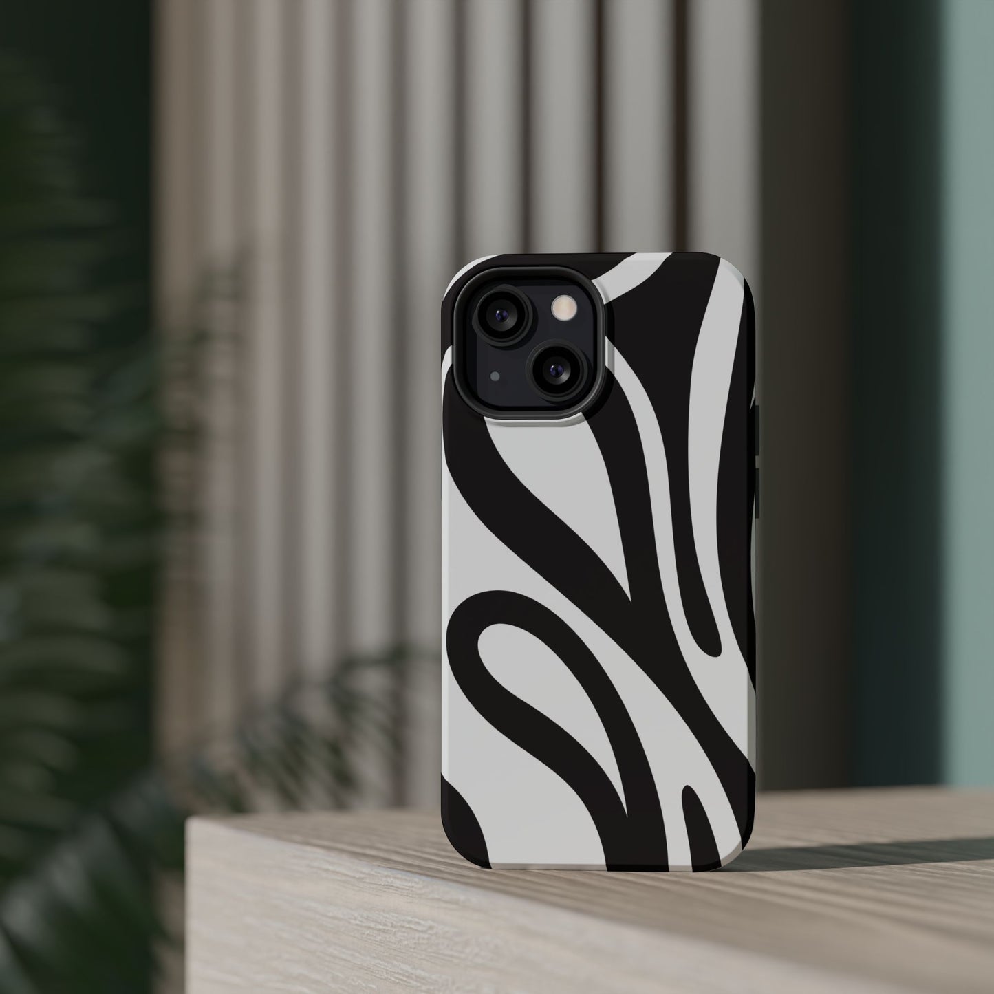 Modern Black and White Abstract Tough MagSafe iPhone Case – Bold Graphic Pattern with Dual-Layer Protection