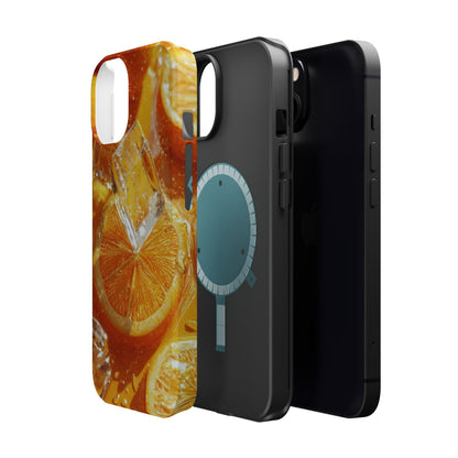 Citrus Orange Splash MagSafe iPhone Case – Dual-Layer Tough Protection, Vibrant Summer Design