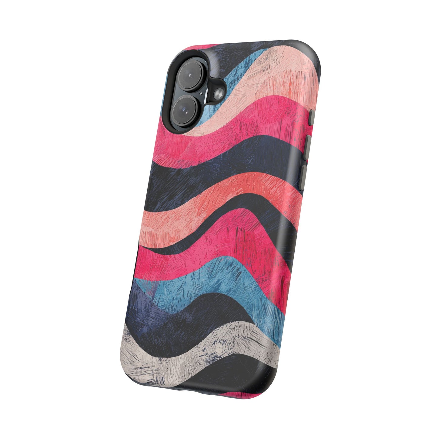 Abstract Wave Pattern MagSafe iPhone Case – Shockproof, Matte Finish, Dual-Layer Protection