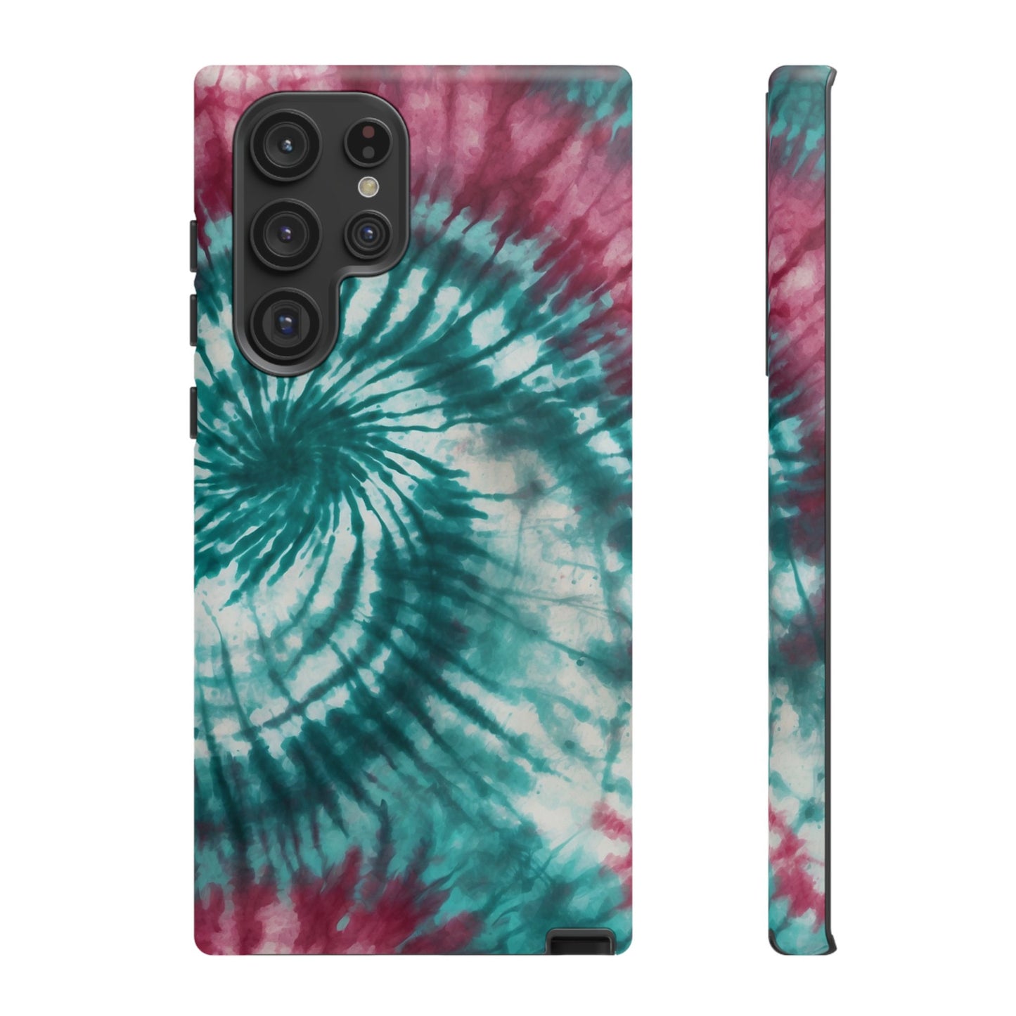 Teal and Pink Spiral Tie-Dye Samsung Galaxy Case – Boho Chic Design