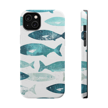 Vintage Blue Fish Print - MagSafe iPhone Series Case