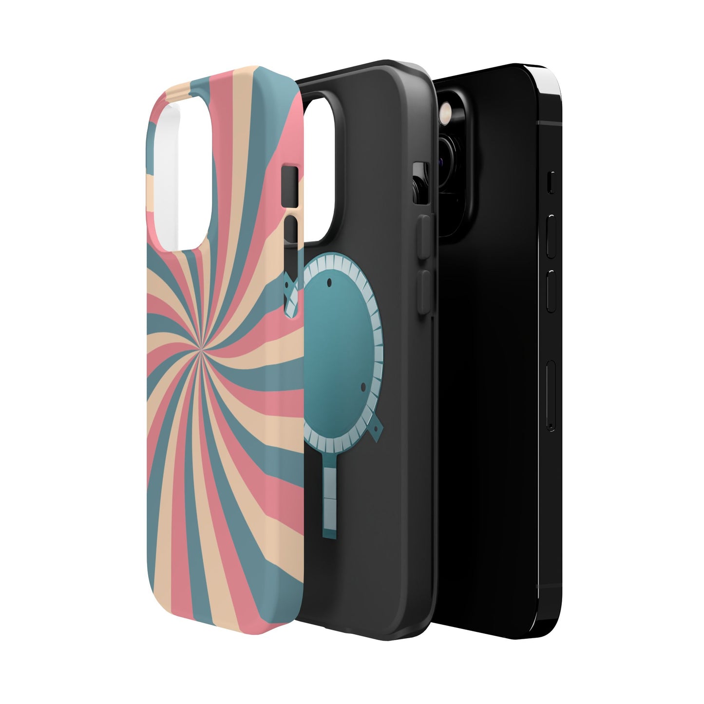 Vintage Pastel Swirl MagSafe iPhone Case – Dual-Layer Protection with 70s-Inspired Design