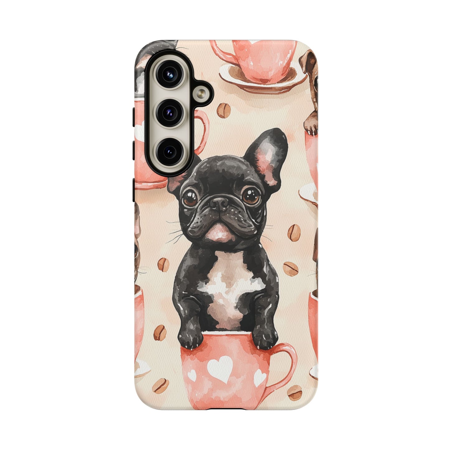 French Bulldog in Coffee Cup  Samsung Galaxy  Case – Cute Dog Art, Shockproof & Slim Design