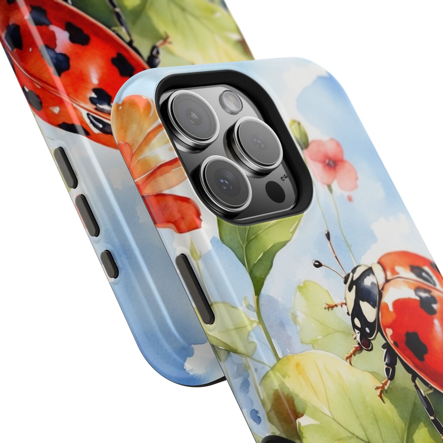 Watercolor Ladybug & Poppy Fields - MagSafe iPhone Case