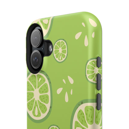 Zesty Lime Splash Tough MagSafe iPhone Case – Fresh Citrus Design, Dual-Layer Protection