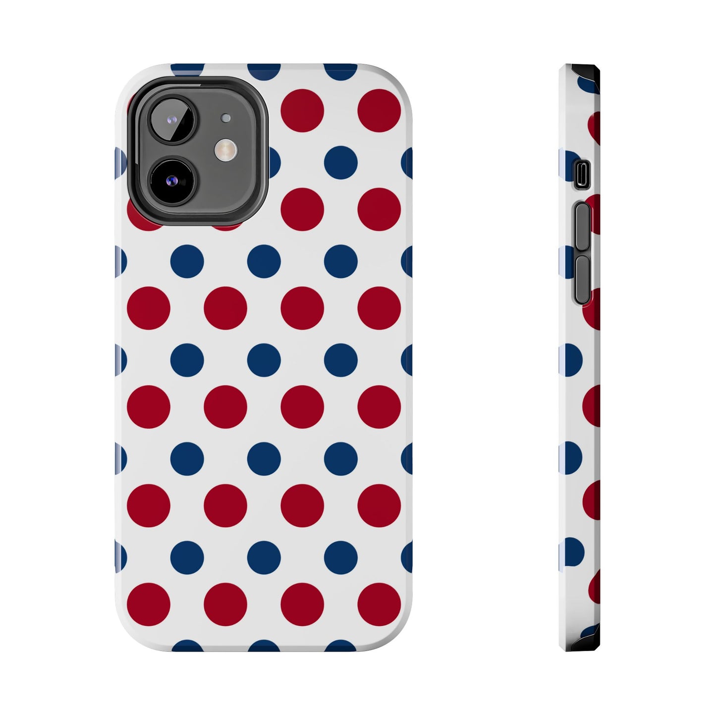 Patriotic Navy, White, and Red Polka Dot iPhone Case