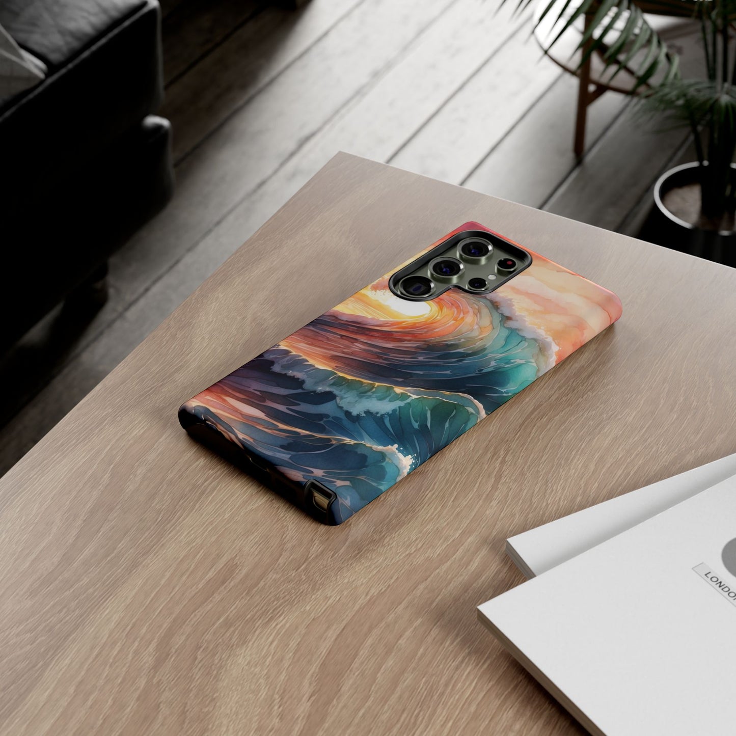 Ocean Sunrise Wave Samsung Galaxy Case – Vibrant Watercolor Wave Design