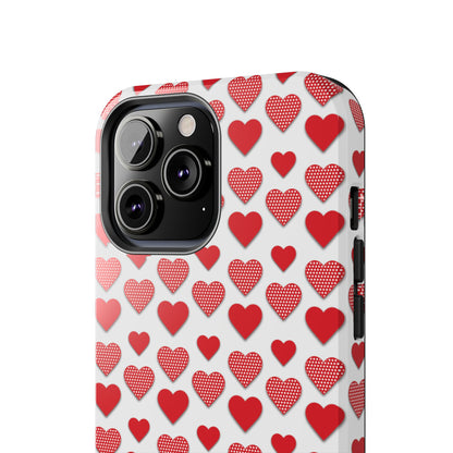 Red & Polka Dot Hearts iPhone Case