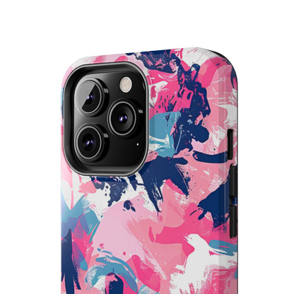 Vibrant Pink & Navy Abstract Splash – iPhone Case