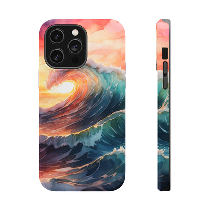 Ocean Sunrise Wave MagSafe iPhone Case – Vibrant Watercolor Wave Design