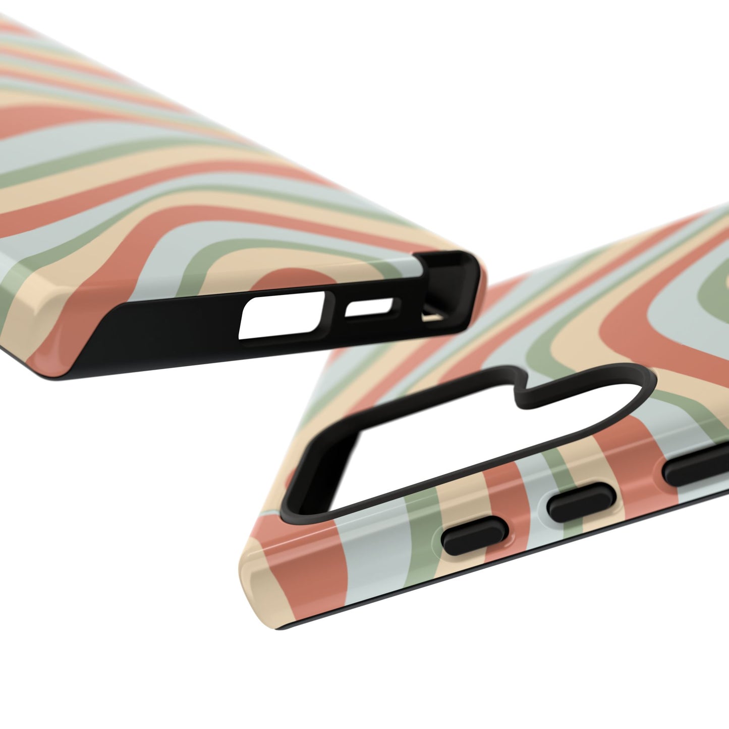 Vintage Earthy Waves Samsung Galaxy Case – Retro 70s-Inspired in Warm Green, Cream, and Rust