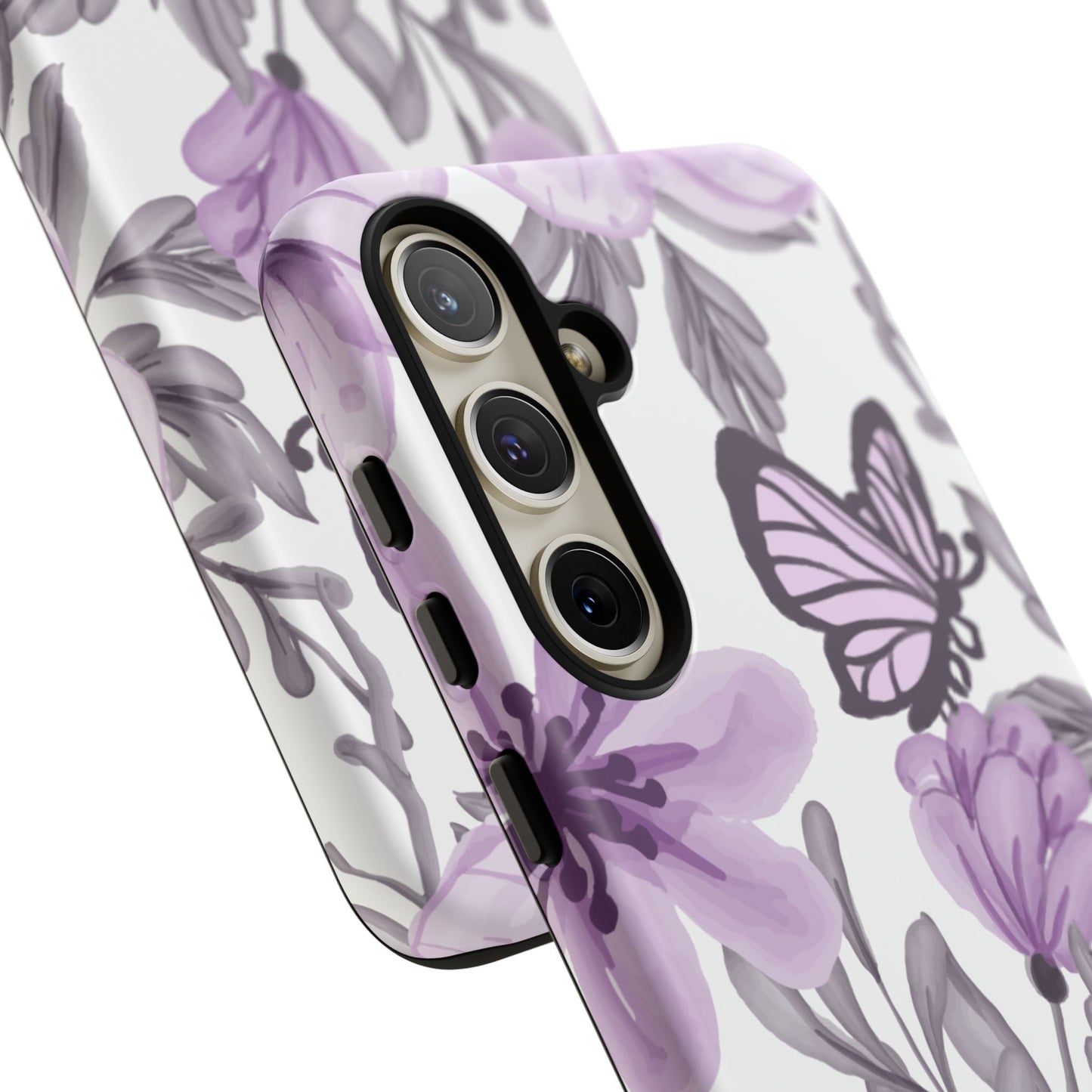 Lavender Bloom Butterfly Samsung Galaxy Case – Delicate Floral Design with Watercolor Details