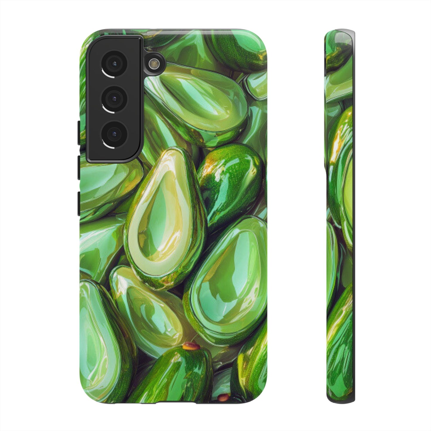 Glossy Avocado Samsung Galaxy  Case – Sleek Green 3D Fruit Design, Durable and Stylish