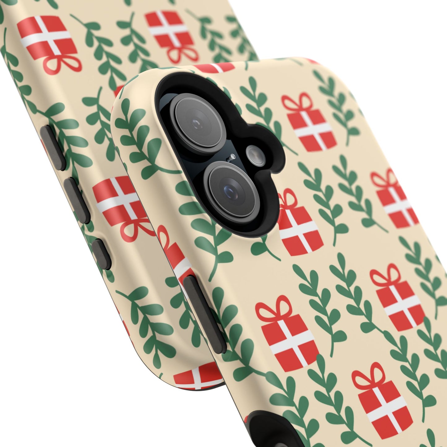 MagSafe iPhone Case: Holiday Cheer – Red Gifts & Green Leaves