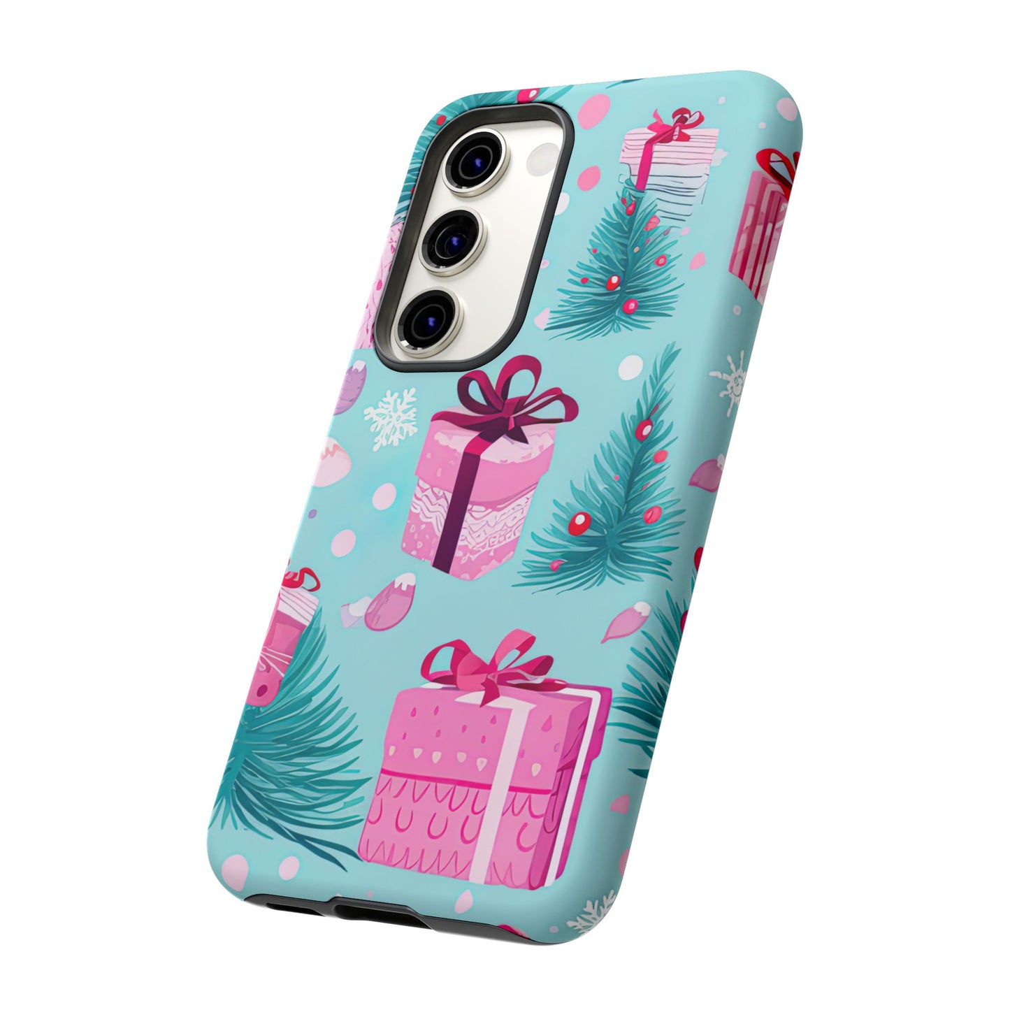 Festive Pink Christmas Gifts and Evergreen Samsung Galaxy Case – Holiday Theme, Protective Cover