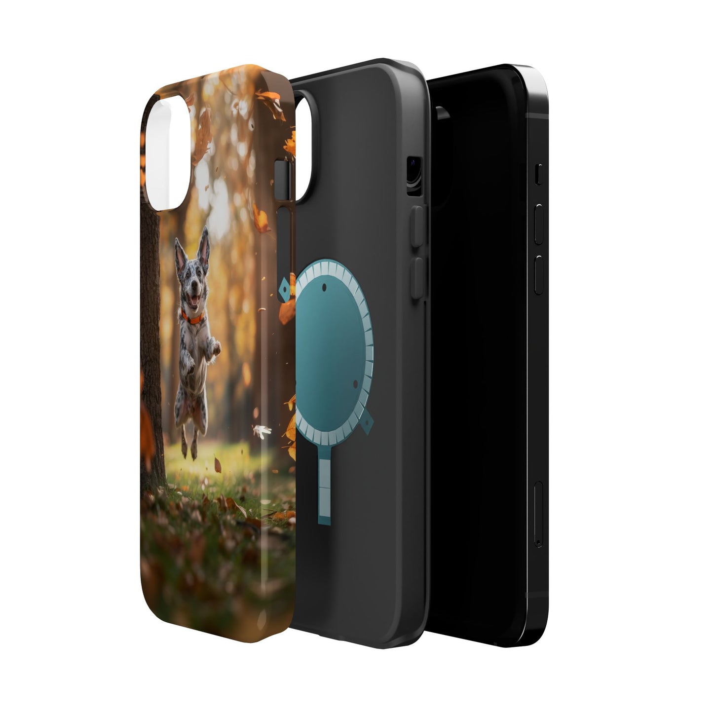 Energetic Blue Heeler Forest Pup MagSafe iPhone Case – Durable Outdoor-Inspired Design