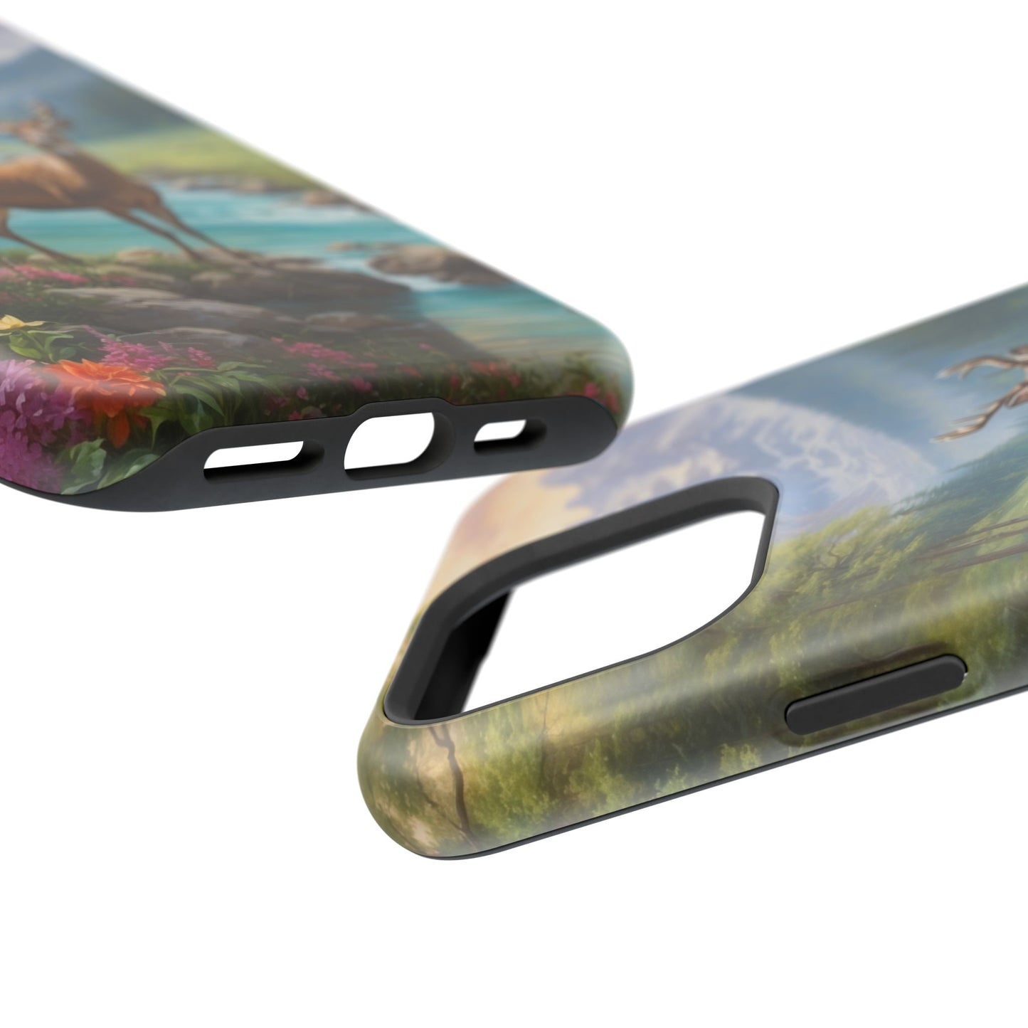 Alpine Serenity – Stag in Mountain Bliss MagSafe iPhone Cases