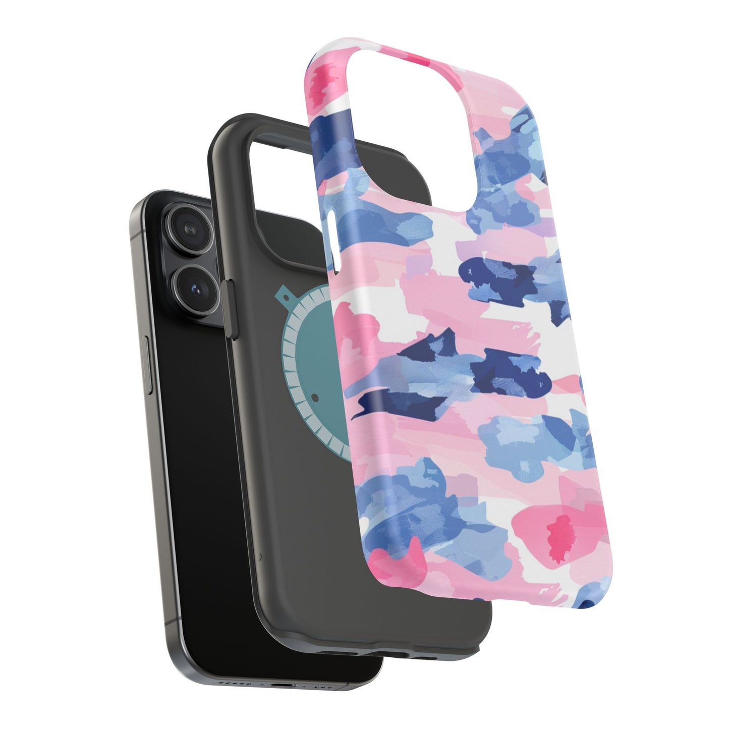 MagSafe Case: Dynamic Pink & Navy Brushstroke Art