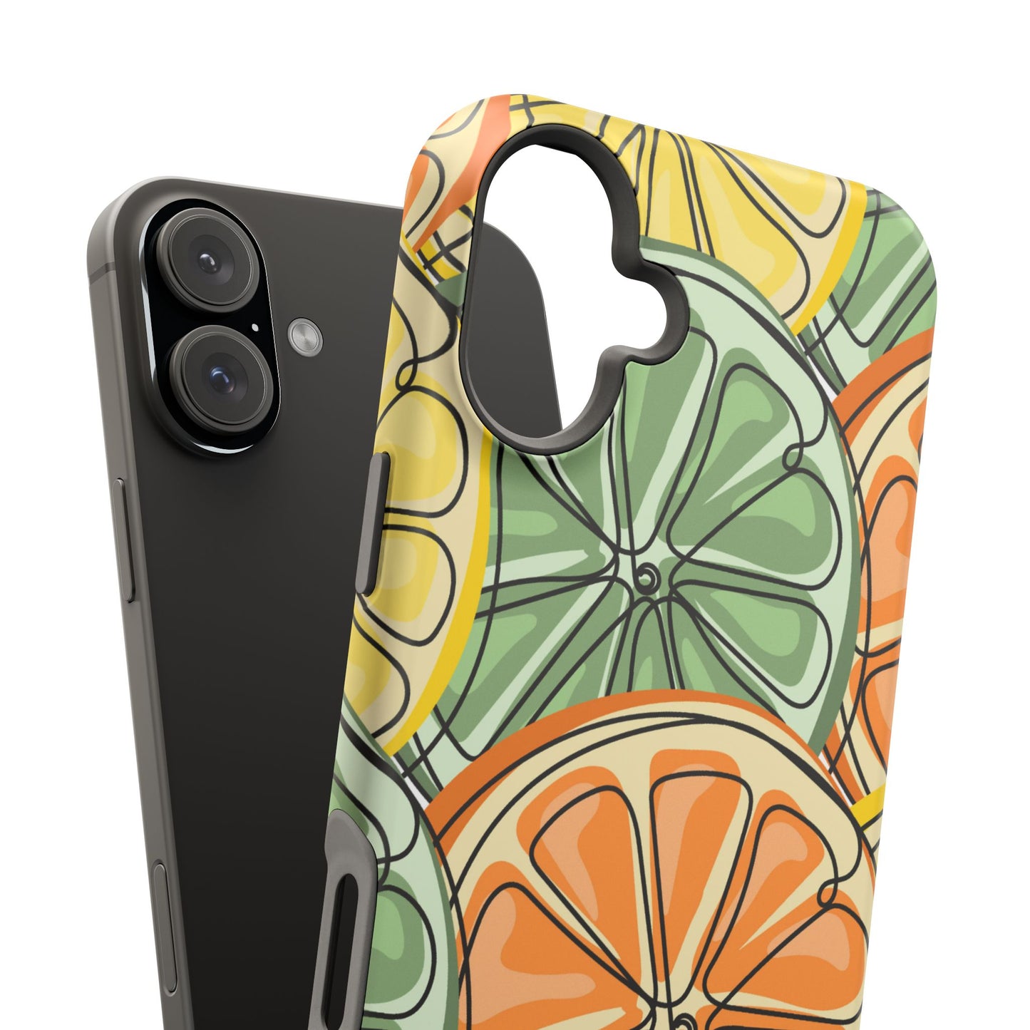 Citrus Zest Tough MagSafe iPhone Case – Bold Lime, Lemon, and Orange Design, Shockproof Protection