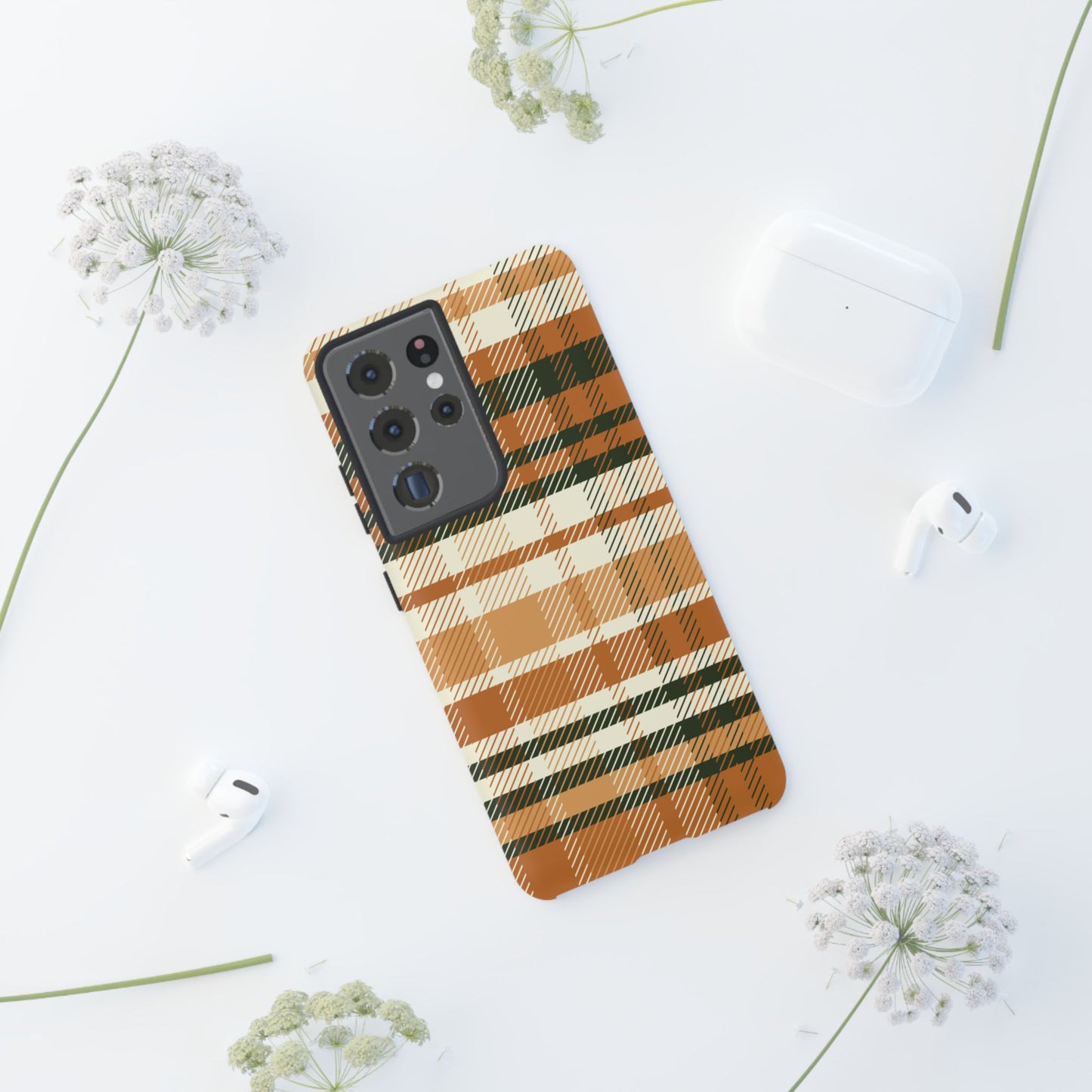 Samsung Galaxy Case - Pumpkin Spice Plaid Design