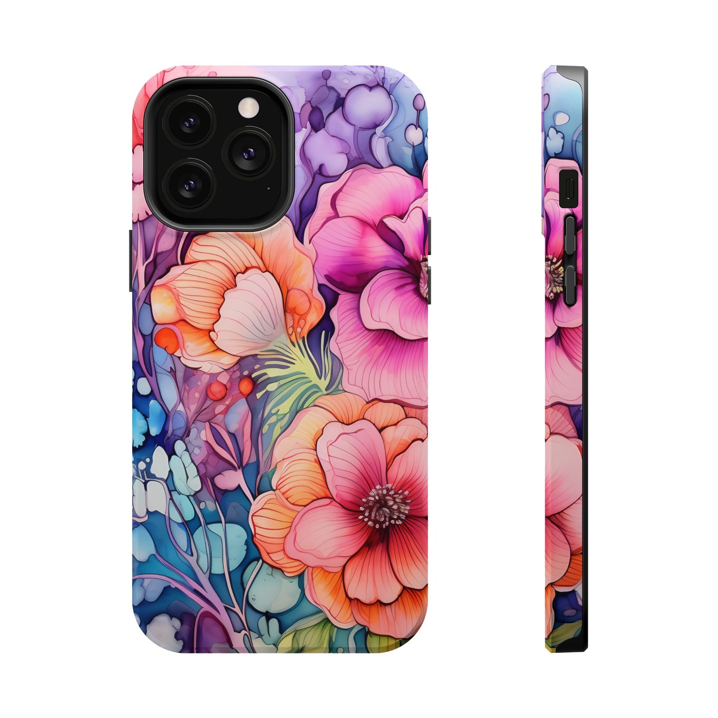 Bright Watercolor Floral Splash MagSafe iPhone Series Case – Bold Artistic Design