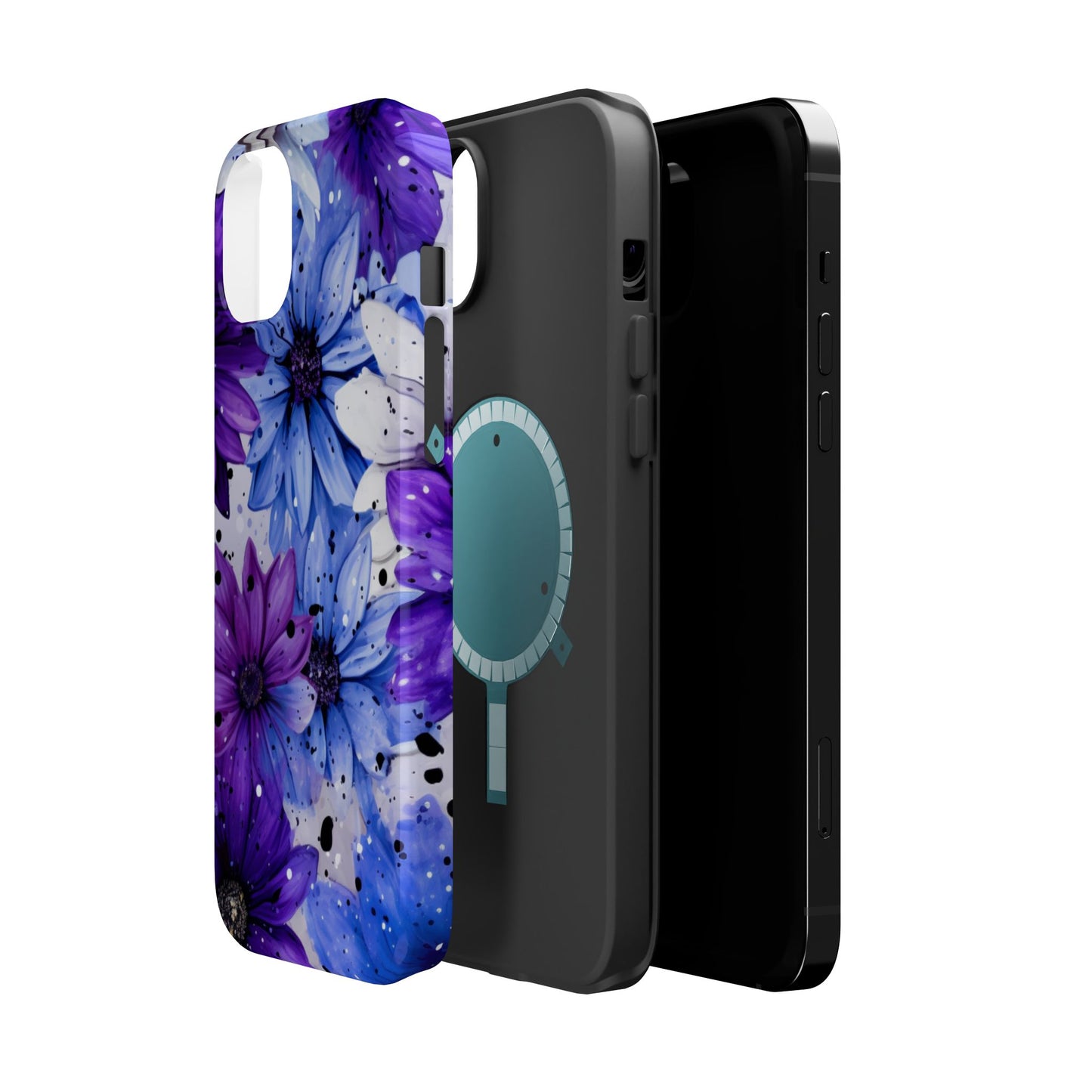 Vibrant Purple & Blue Floral Splash - MagSafe iPhone Series Case